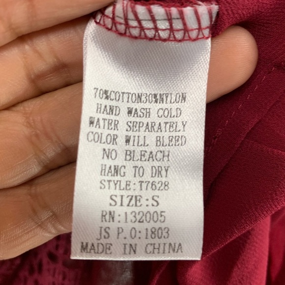 Entro Boho Mauve Ruffle Lace Swing Top Sz Small - Picture 4 of 6